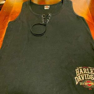 Harley Davidson Women’s Black Lace Up Front Tank Top